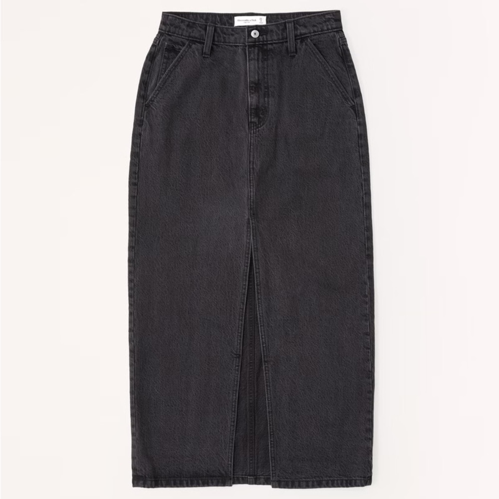 Black denim maxi skirt